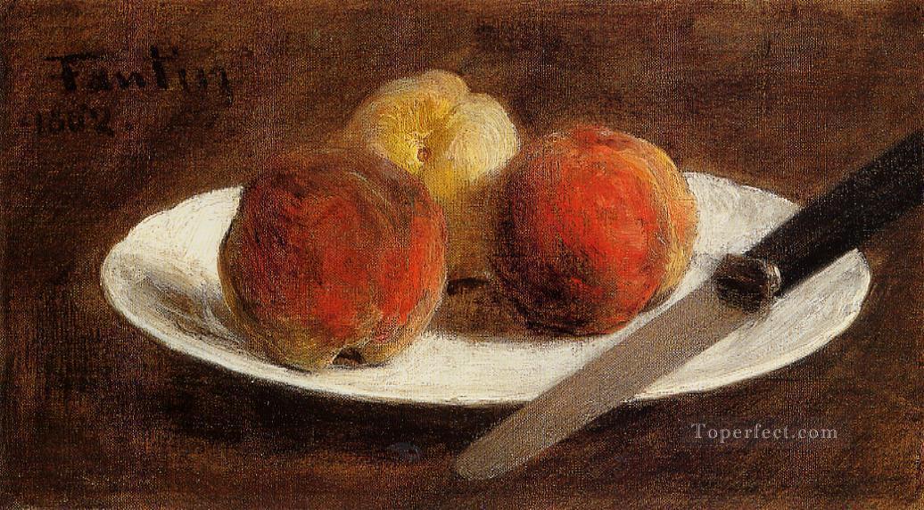 桃の皿 アンリ・ファンタン・ラトゥールの静物画油絵
